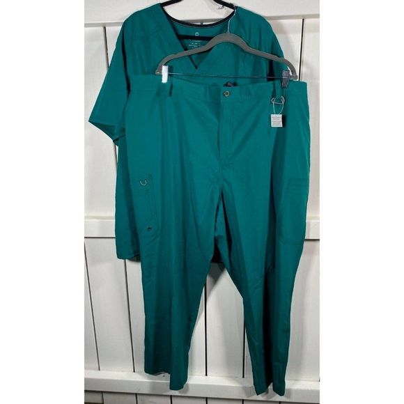 New W Tags Infinity Athletic Fit Mens Scrub Set Wrinkle Resist Stretch Green 3XL - Picture 1 of 9
